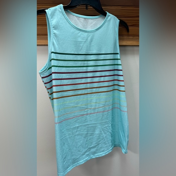 Women's Sleeveless Striped Tank, Sky Blue, Size, Medium - Picture 2 of 4